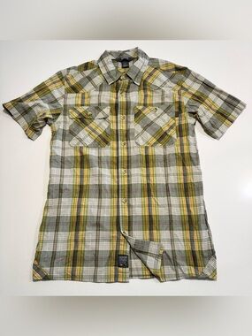 Outdoor Research Growler S/S Shirt Mens S Green Plaid Nylon Hiking Tech Gorpcore
